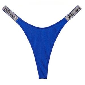 S M L VS Swim Shine Strap Thong Bikini Bottom Blue